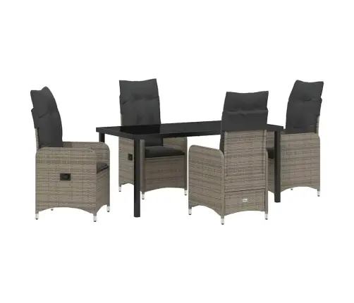 Sodo Valgomojo Komplektas Su Pagalve 5 Pcs Pilka Poliratanas