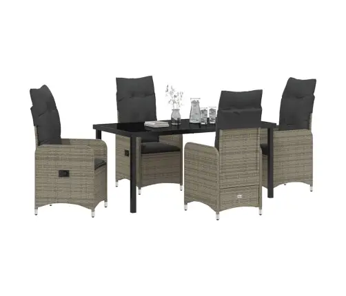 Sodo Valgomojo Komplektas Su Pagalve 5 Pcs Pilka Poliratanas