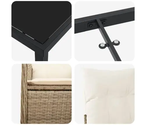 Sodo Valgomojo Komplektas Su Pagalve 3 Pcs Smėlio Poliratanas