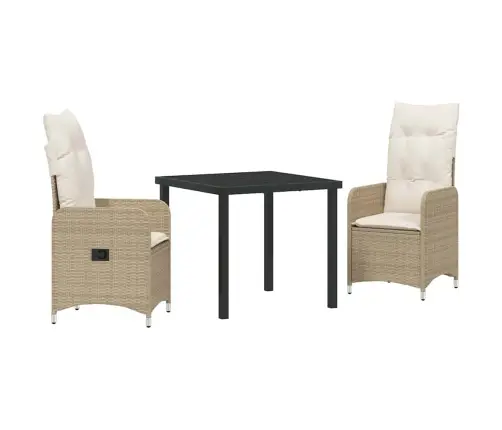 Sodo Valgomojo Komplektas Su Pagalve 3 Pcs Smėlio Poliratanas