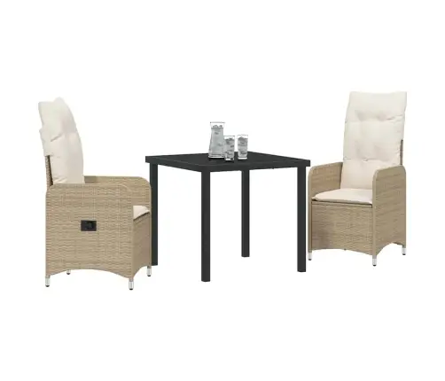 Sodo Valgomojo Komplektas Su Pagalve 3 Pcs Smėlio Poliratanas