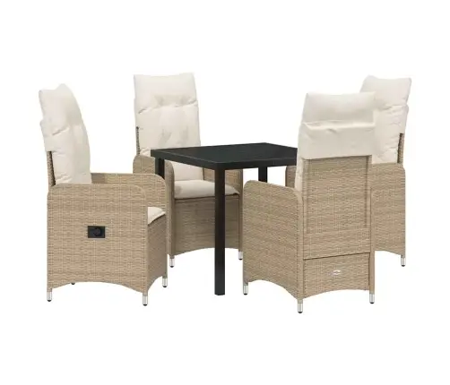 Aia Söögilaudade Komplekt Padjaga 5 Pcs Beež Polürooster