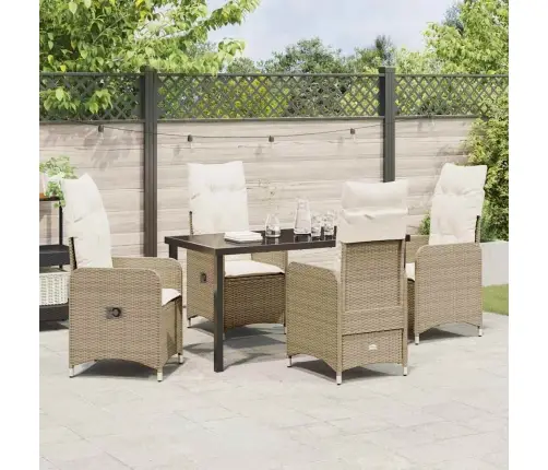 Aia Söögilaudade Komplekt Padjaga 5 Pcs Beež Polürooster