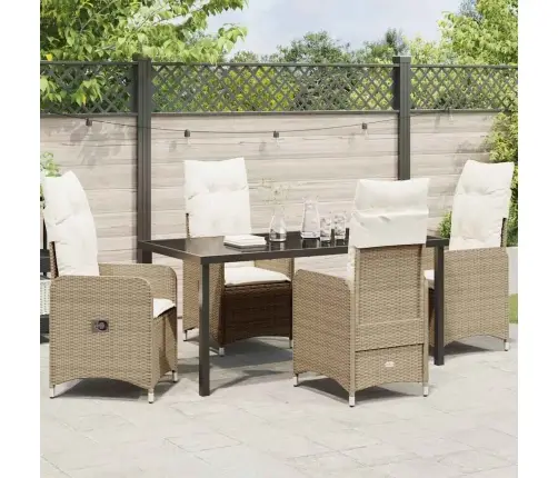 Sodo Valgomojo Komplektas Su Pagalve 5 Pcs Smėlio Poli Ratanas