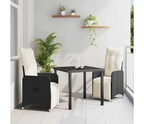 Aia Söögilaudade Komplekt Padjaga 3 Pcs Must Polürooster