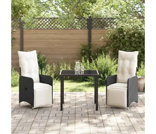 Aia Söögilaudade Komplekt Padjaga 3 Pcs Must Polürooster