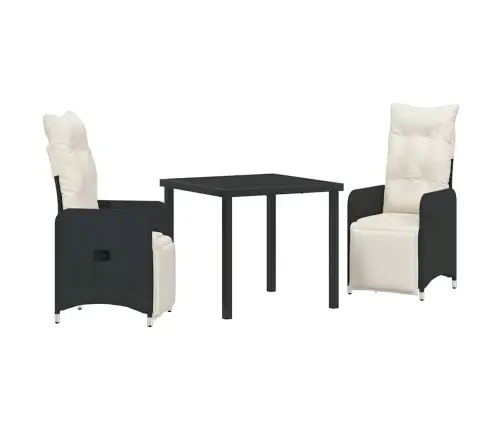 Aia Söögilaudade Komplekt Padjaga 3 Pcs Must Polürooster