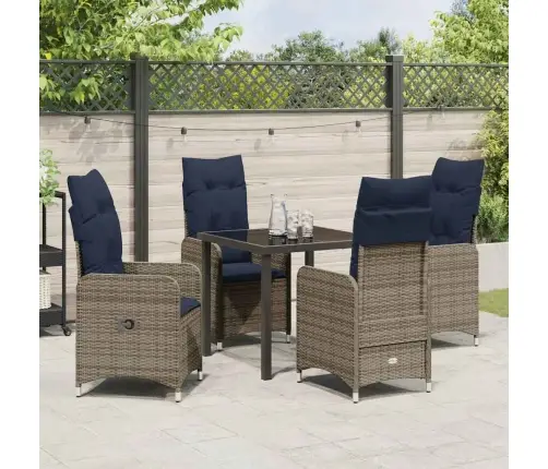 Sodo Valgomojo Komplektas Su Pagalve 5 Pcs Juoda Poli Ratanas