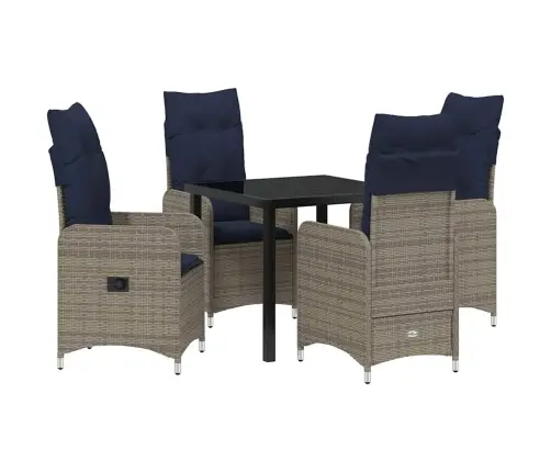 Sodo Valgomojo Komplektas Su Pagalve 5 Pcs Juoda Poli Ratanas