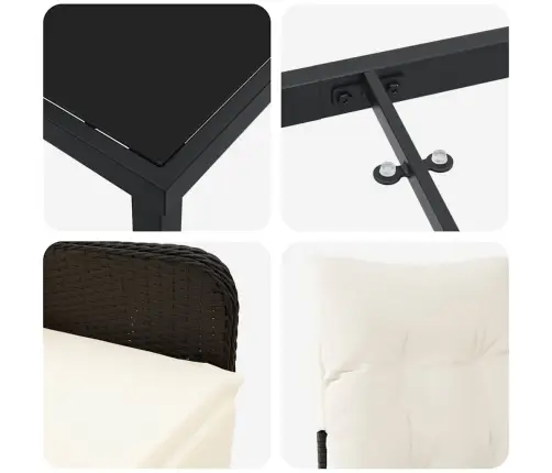 Sodo Valgomojo Komplektas Su Pagalve 5 Pcs Juoda Poliratanas