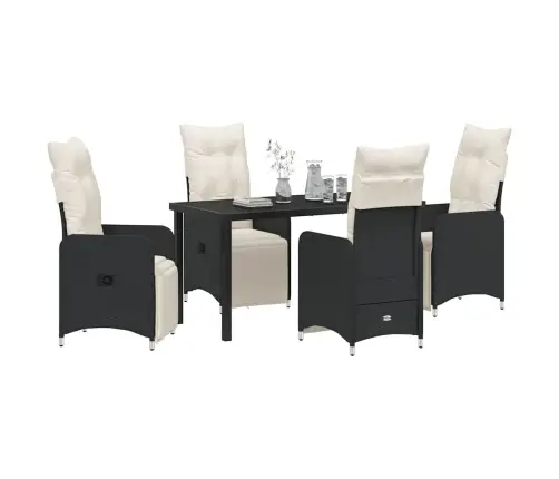 Sodo Valgomojo Komplektas Su Pagalve 5 Pcs Juoda Poliratanas