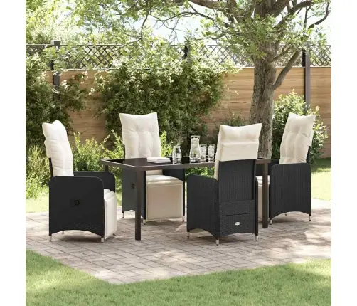 Aia Söögilaudade Komplekt Padjaga 5 Pcs Must Polürooster