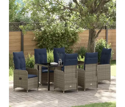 Sodo Valgomojo Komplektas Su Pagalve 7 Pcs Juoda Poliratanas