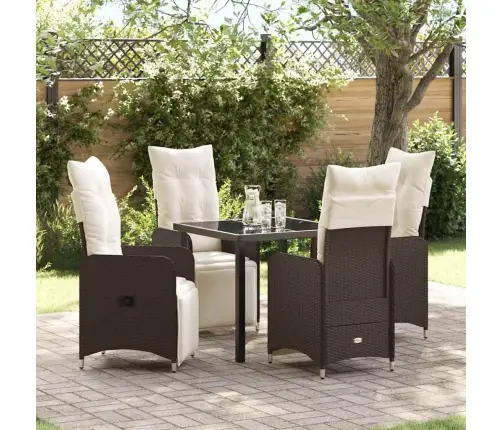 5 Daļu Dārza Galda Komplekts Ar Spilveniem, Brūns, No Poliratana Vidaxl