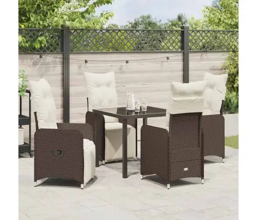 5 Daļu Dārza Galda Komplekts Ar Spilveniem, Brūns, No Poliratana Vidaxl