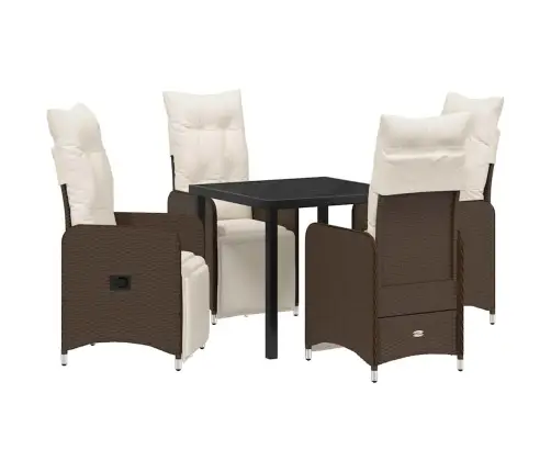 5 Daļu Dārza Galda Komplekts Ar Spilveniem, Brūns, No Poliratana Vidaxl