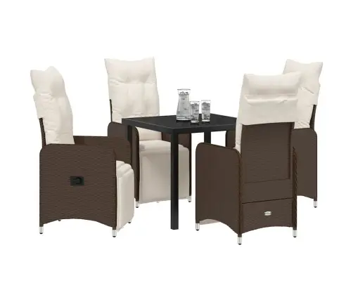 5 Daļu Dārza Galda Komplekts Ar Spilveniem, Brūns, No Poliratana Vidaxl