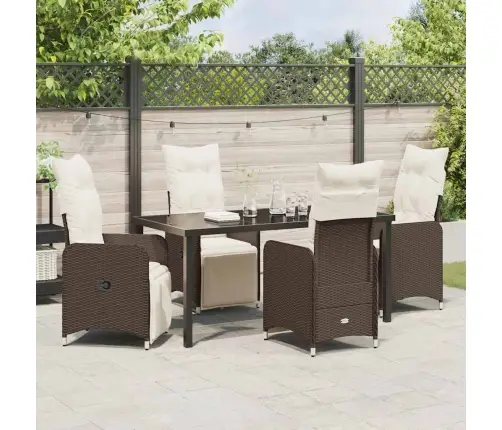 5 Daļu Dārza Ēdamgalds Ar Spilveniem Polirattenā Vidaxl