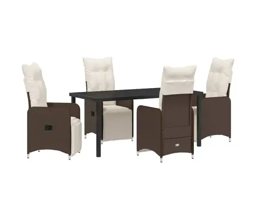 5 Daļu Dārza Ēdamgalds Ar Spilveniem Polirattenā Vidaxl