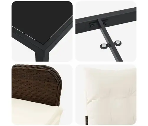 Sodo Valgomojo Komplektas Su Pagalve 7 Pcs Ruda Poli Ratanas