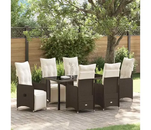 Sodo Valgomojo Komplektas Su Pagalve 7 Pcs Ruda Poli Ratanas