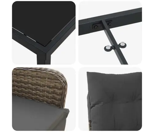 Aia Söögilaudade Komplekt Padjaga 3 Pcs Hall Polürooster