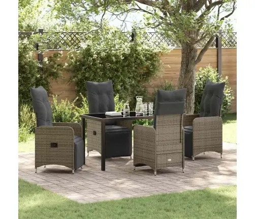 Sodo Valgomojo Komplektas Su Pagalve 5 Pcs Pilka Poliratanas