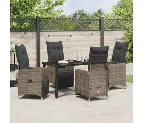 Sodo Valgomojo Komplektas Su Pagalve 5 Pcs Pilka Poliratanas