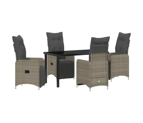 Sodo Valgomojo Komplektas Su Pagalve 5 Pcs Pilka Poliratanas