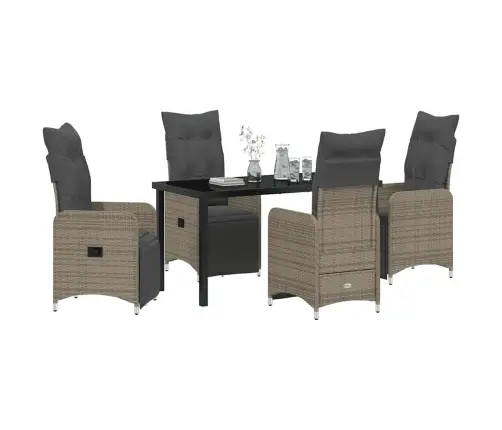 Sodo Valgomojo Komplektas Su Pagalve 5 Pcs Pilka Poliratanas