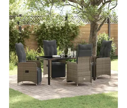 Sodo Valgomojo Komplektas Su Pagalve 5 Pcs Pilka Poliratanas