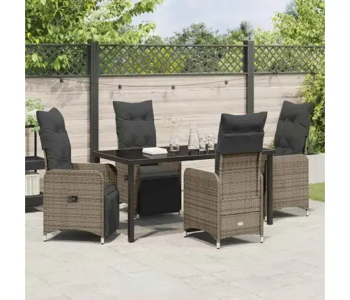 Sodo Valgomojo Komplektas Su Pagalve 5 Pcs Pilka Poliratanas