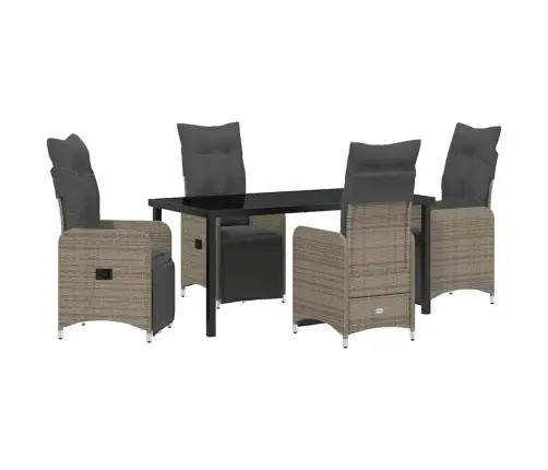 Sodo Valgomojo Komplektas Su Pagalve 5 Pcs Pilka Poliratanas