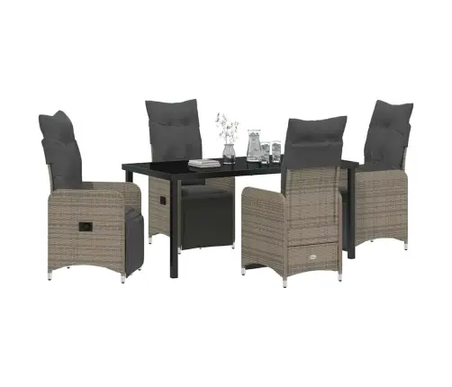 Sodo Valgomojo Komplektas Su Pagalve 5 Pcs Pilka Poliratanas