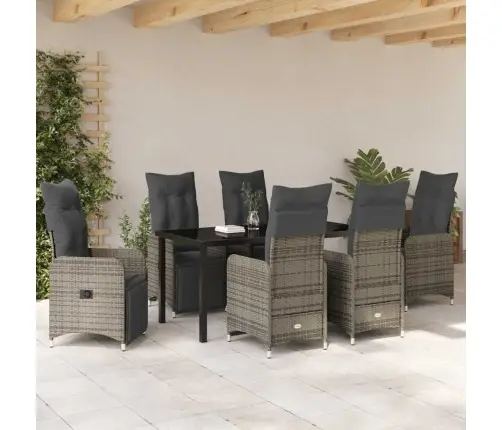 7 Daļu Dārza Barošanas Komplekts Ar Spilveniem Pelēkā Krāsā Vidaxl