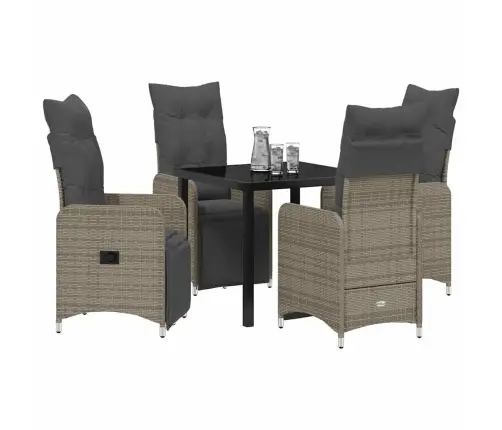 Sodo Valgomojo Komplektas Su Pagalve 5 Pcs Smėlio Poli Ratanas