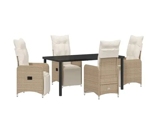 5 Daļu Dārza Ēdamais Komplekts Ar Spilveniem Bēšā No Polirattana Vidaxl