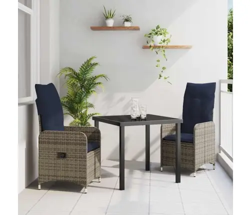 Dārza Ēdamgalds 3 Pcs Pelēka Poliratāns Vidaxl