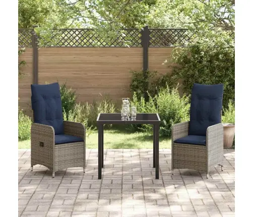 Dārza Ēdamgalds 3 Pcs Pelēka Poliratāns Vidaxl