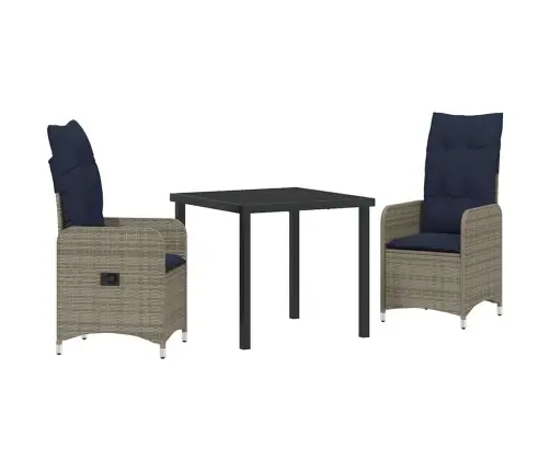 Dārza Ēdamgalds 3 Pcs Pelēka Poliratāns Vidaxl