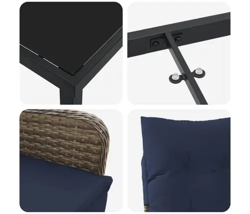 Lauda Ja Toolide Komplekt Padjaga 5 Pcs Hall Pe Rattan