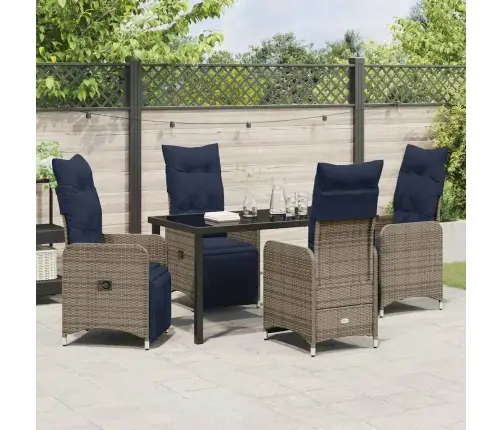 Dārza Ēdamgalds 5 Pcs Pelēka Poliratāns Vidaxl