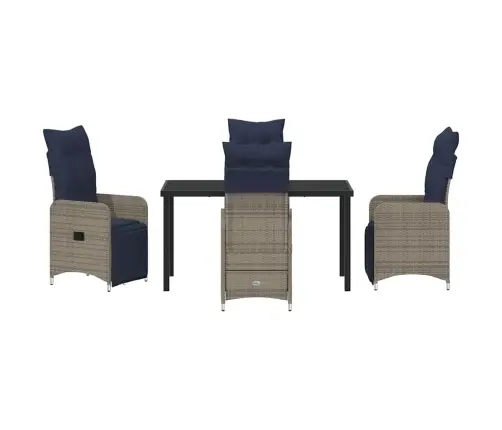 Dārza Ēdamgalds 5 Pcs Pelēka Poliratāns Vidaxl