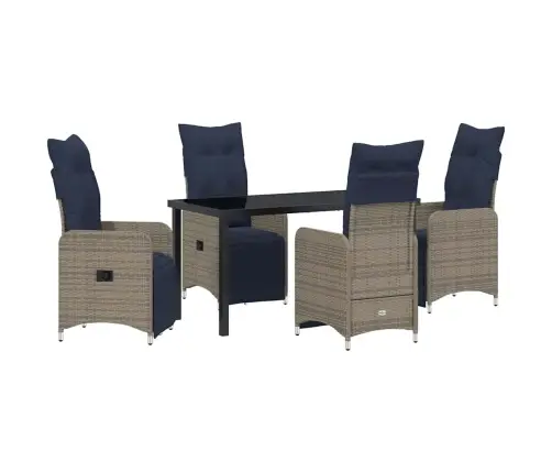 Dārza Ēdamgalds 5 Pcs Pelēka Poliratāns Vidaxl