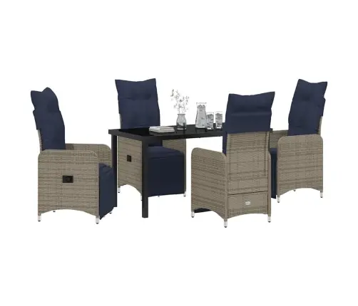 Dārza Ēdamgalds 5 Pcs Pelēka Poliratāns Vidaxl