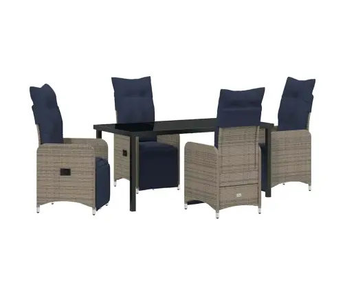 Dārza Ēdamgalds 5 Pcs Pelēka Poliratāns Vidaxl