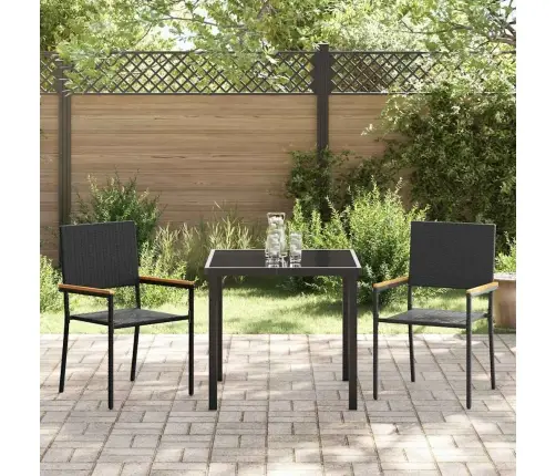 3 Daļu Dārza Galdiņš Melnā Polyratanā Vidaxl
