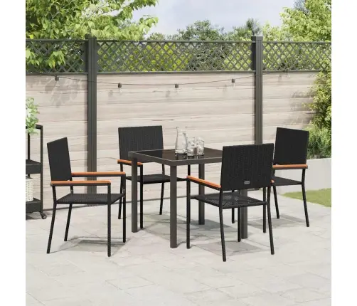 5 Daļu Dārza Ēdamgaldu Komplekts Melnā Poliratāna Vidaxl