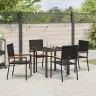 5 Daļu Dārza Ēdamgaldu Komplekts Melnā Poliratāna Vidaxl