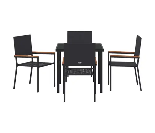 5 Daļu Dārza Ēdamgaldu Komplekts Melnā Poliratāna Vidaxl